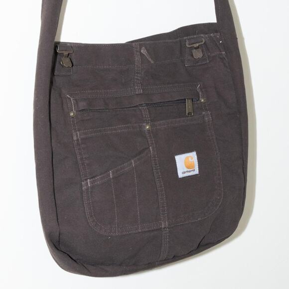 Reworked brown upcycled carhartt tote bag / crossbody bag - Picture 5 of 7